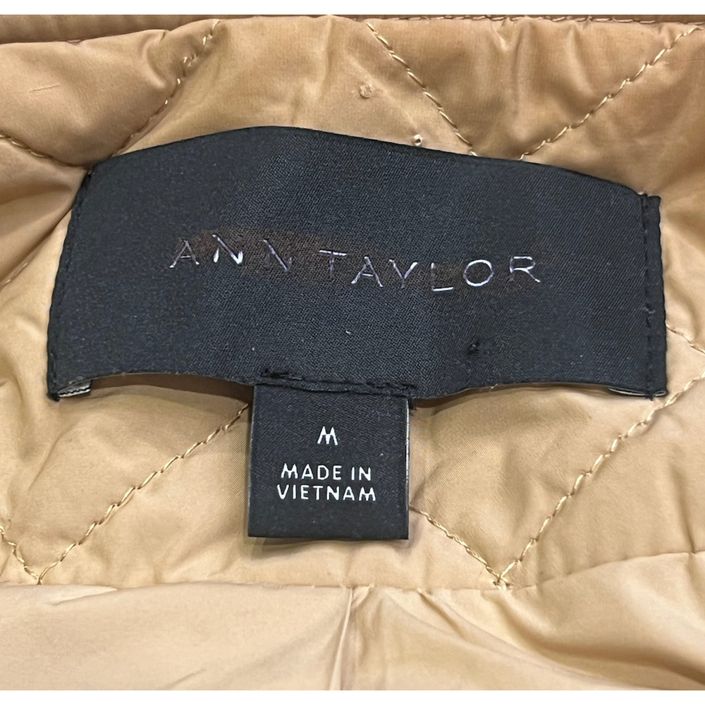 NEW ANN TAYLOR CAFE AU LAIT QUILTED BELTED DOUBLE BREASTED JACKET COAT SZ M - Picture 5 of 7
